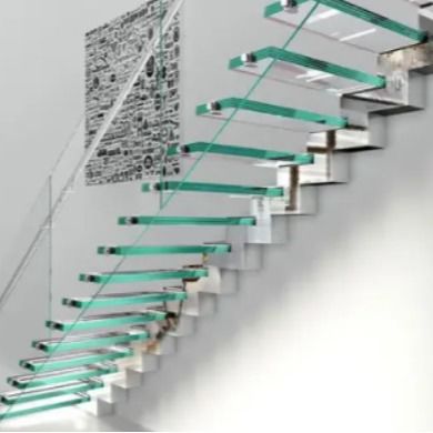 OEM/ODM personnalisé Elegant Design Escalier en verre avec garde-corps en verre et LED automatique