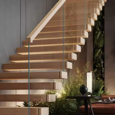 Escalier en bois de chêne blanc sûr et durable, droit en forme de L, en forme de U, en spirale ou en spirale