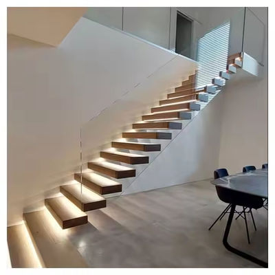 Escalier en bois de chêne blanc sûr et durable, droit en forme de L, en forme de U, en spirale ou en spirale