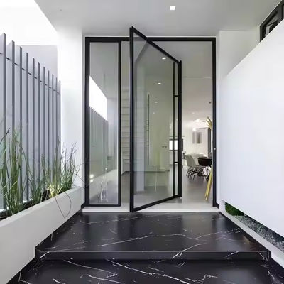 Porte pivotée en verre à cadre en aluminium avec bande d'étanchéité en caoutchouc EPDM pour la satisfaction du client