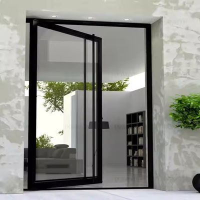 Porte pivotée en aluminium à double vitrage de 4-12 mm avec verre transparent et matériau de filetage d'écran en acier inoxydable