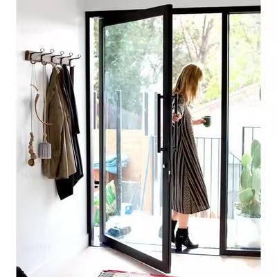 Porte pivotée en aluminium à double vitrage de 4-12 mm avec verre transparent et matériau de filetage d'écran en acier inoxydable