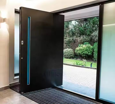 Porte pivotante en aluminium interne en acier inoxydable avec verre transparent et épaisseur de cadre de 1,8 mm