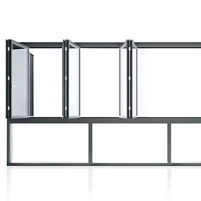 Fenêtre à double pliage en aluminium vertical, haute efficacité énergétique avec verre et cadre personnalisés