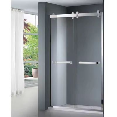 Porte coulissante en aluminium étanche, facile à nettoyer et nécessitant peu d'entretien, avec paroi de douche en verre trempé