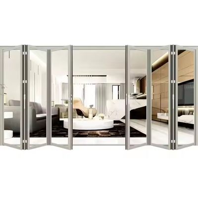 Porte coulissante pliante de patio en verre et aluminium à cadre blanc robuste