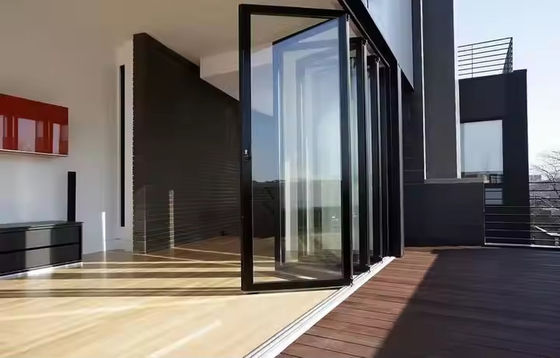 Porte pliante d'entrée d'accordeon extérieur Porte pliante en verre en aluminium pour véranda
