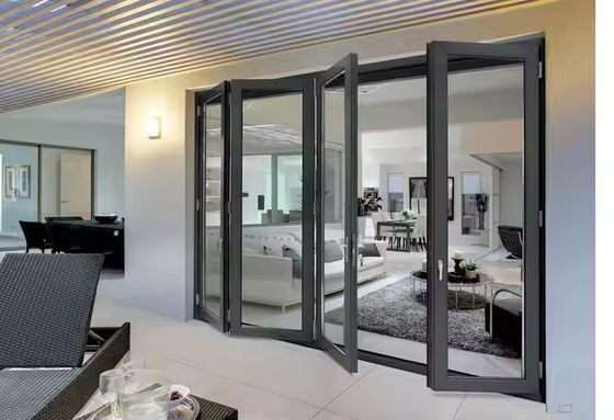 Porte pliante d'entrée d'accordeon extérieur Porte pliante en verre en aluminium pour véranda