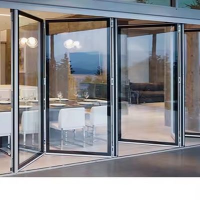 Porte pliante d'entrée d'accordeon extérieur Porte pliante en verre en aluminium pour véranda