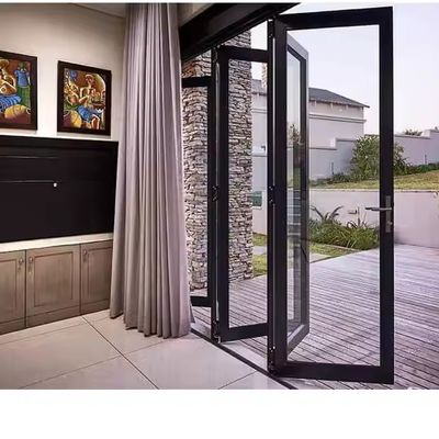 Porte en aluminium résistante au bruit et à l'eau isolée Bi porte pliante Porte de cloison en verre