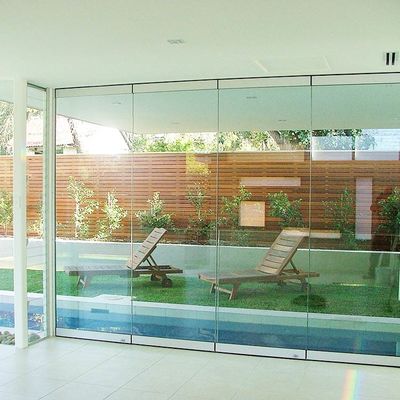 Porte à double vitrage pliable sans cadre Porte de patio en verre rétractable