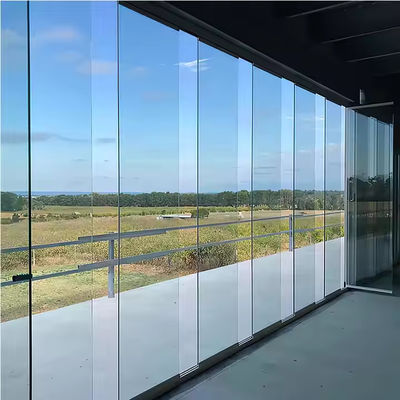 2Épaisseur du profil.0 mm Porte en verre pliable sans cadre en aluminium pour cloisons intérieures avec couleur de cadre personnalisable