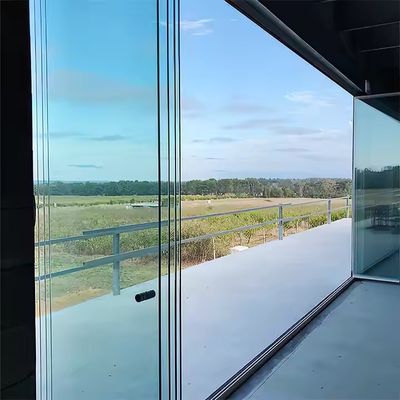 2Épaisseur du profil.0 mm Porte en verre pliable sans cadre en aluminium pour cloisons intérieures avec couleur de cadre personnalisable