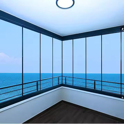 Rideau de porte en verre trempé pliant coulissant sans cadre, porte de séparation de balcon