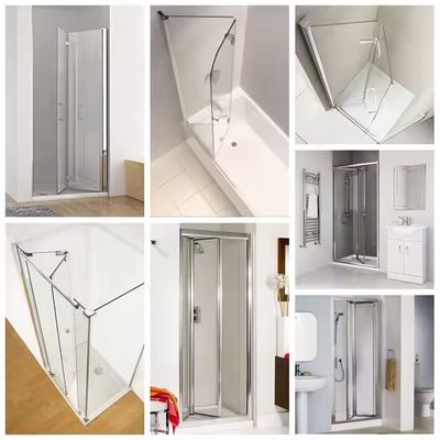 Cabine de salle de douche moderne à cadre doré avec accessoires de matériel personnalisables et poignée de salle de bain Porte en verre trempé