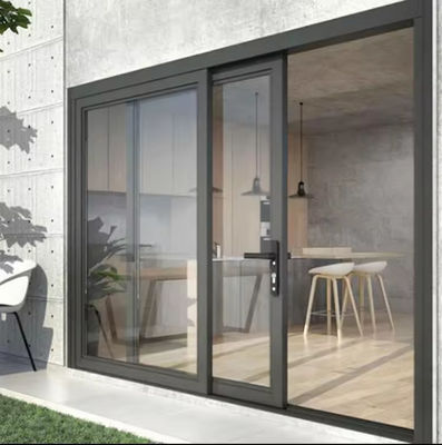 Réduction du bruit Porte coulissante en aluminium verre isolé Porte coulissante en aluminium de 3 mètres