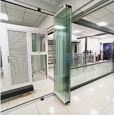 Porte pliante en aluminium extérieure sans cadre Porte en verre bipliant trempé
