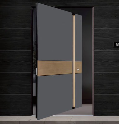 Résistance aux ouragans Porte en aluminium pivotée personnalisée avec verre stratifié