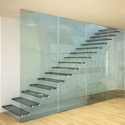 Formes personnalisées Design Escaliers flottants avec garde-corps en verre 10 mm Sélections d'épaisseur de verre