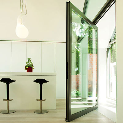 Cadre en alliage d'aluminium Design de luxe porte d'entrée pivotée en verre trempé stratifiée en tailles personnalisées pour le type de verre simple et double
