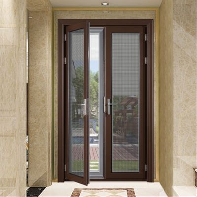 Porte pivotante en aluminium à double vitre Porte pivotante en aluminium à double charnière