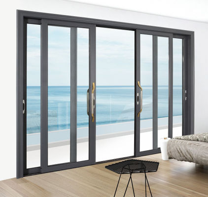 Porte en verre coulissante noire à verrouillage interne moderne personnalisée Porte en double verre