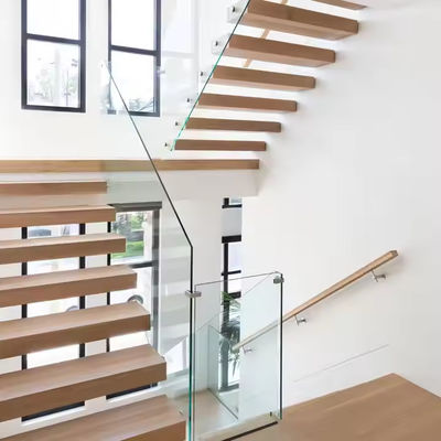 Escalier flottant en bois massif pour la maison intérieure maison résidentielle bricolage de l'usine d'escalier de Foshan