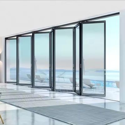 Porte en aluminium résistante au bruit et à l'eau isolée Bi porte pliante Porte de cloison en verre