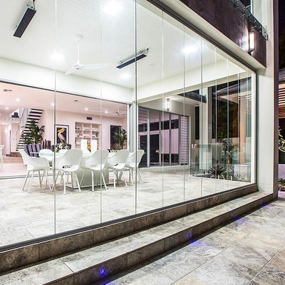 Porte à double vitrage pliable sans cadre Porte de patio en verre rétractable