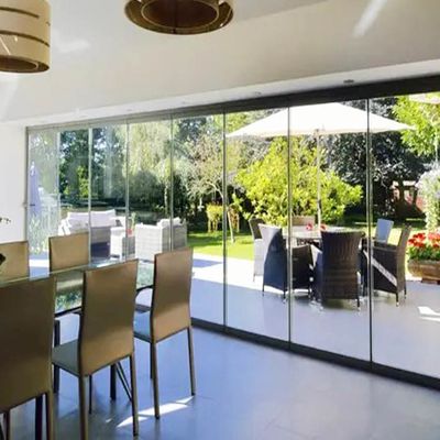 2Épaisseur du profil.0 mm Porte en verre pliable sans cadre en aluminium pour cloisons intérieures avec couleur de cadre personnalisable