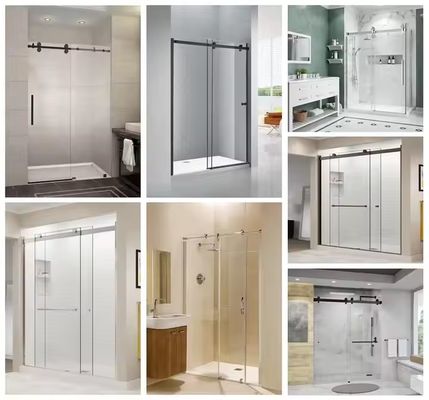 Cabine de salle de douche moderne à cadre doré avec accessoires de matériel personnalisables et poignée de salle de bain Porte en verre trempé