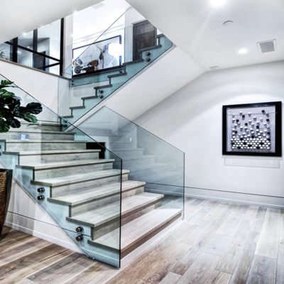 Rampes d'escalier personnalisées Clôture en verre trempé pour balustrade d'escalier intérieure